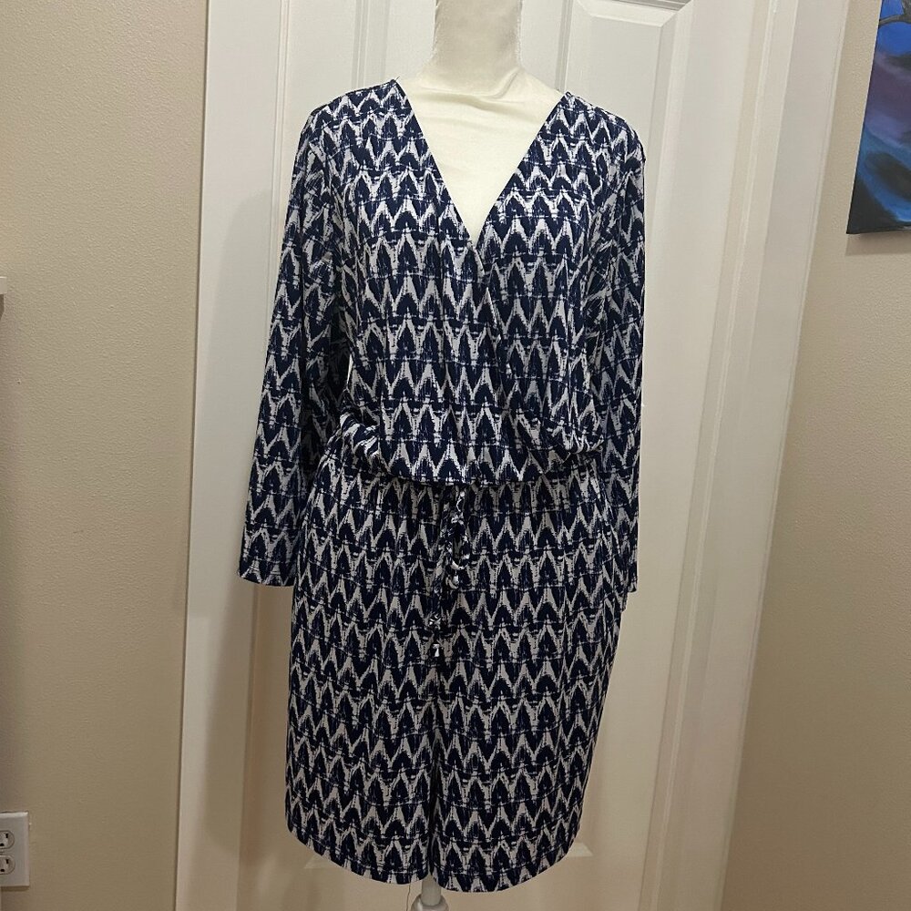 Kaileigh Blue & White 3/4 Sleeved Romper - 1X